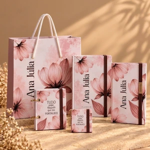 Coleção Floral Completa de Encadernação com Sacola, Planners e Cadernos